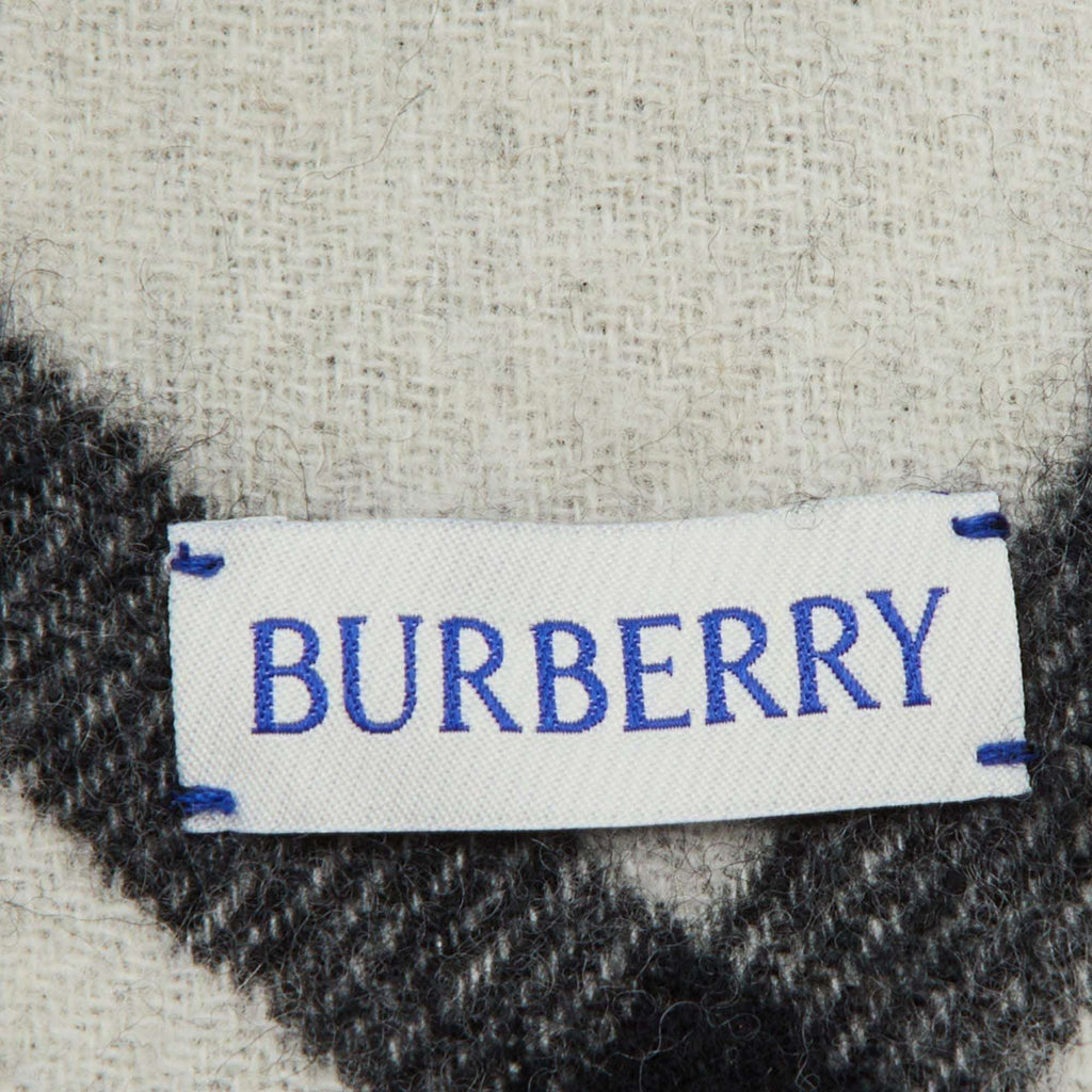 Burberry Monochrome Bias Check Cashmere Fringe Scarf