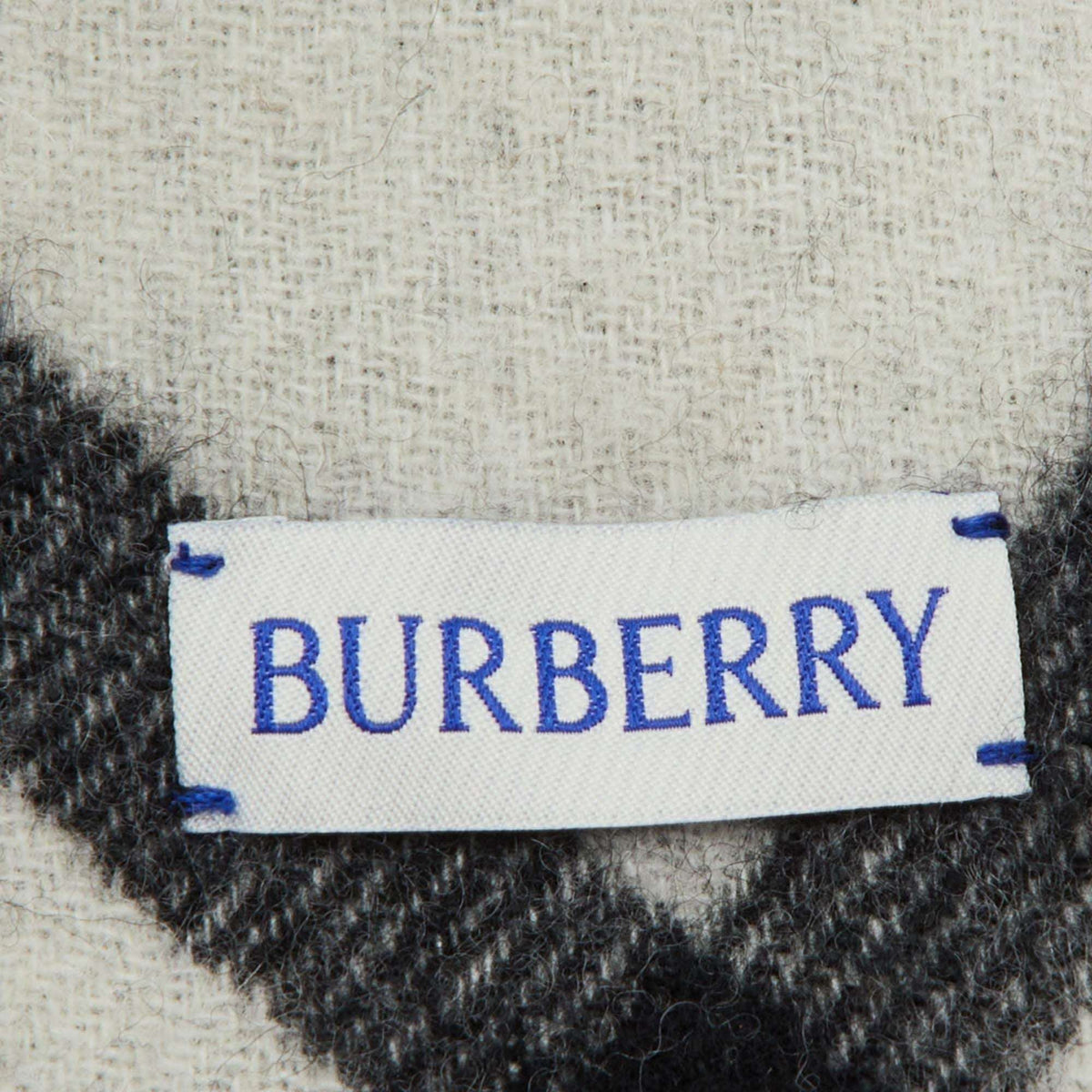 Burberry Monochrome Bias Check Cashmere Fringe Scarf