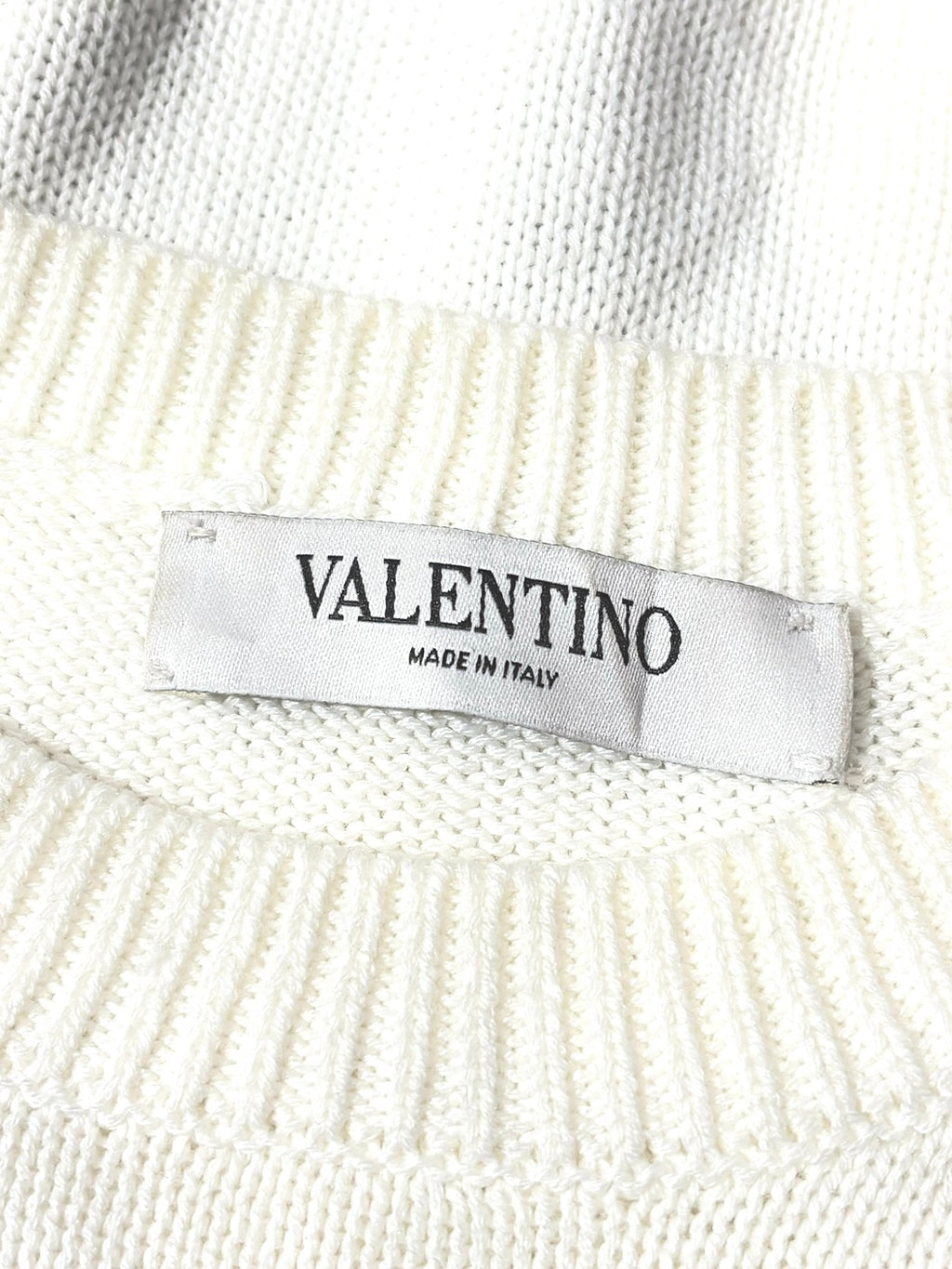 VALENTINO Pre Owned VLogo Intarsia Crewneck Sweater - Off-White/Black Size XL