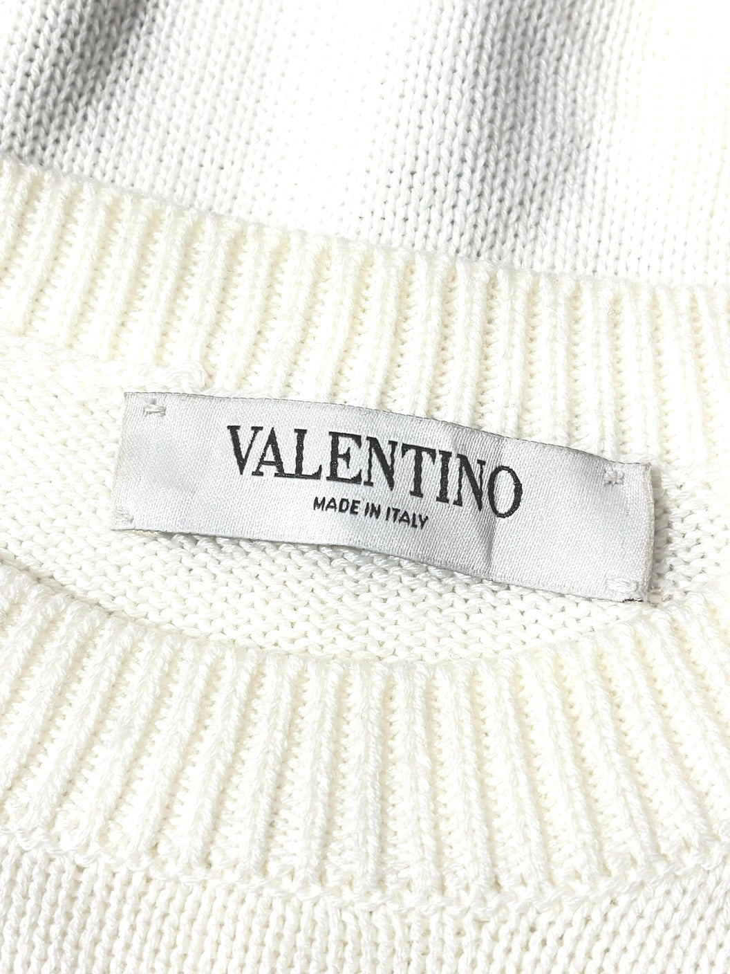 VALENTINO Pre Owned VLogo Intarsia Crewneck Sweater - Off-White/Black Size XL