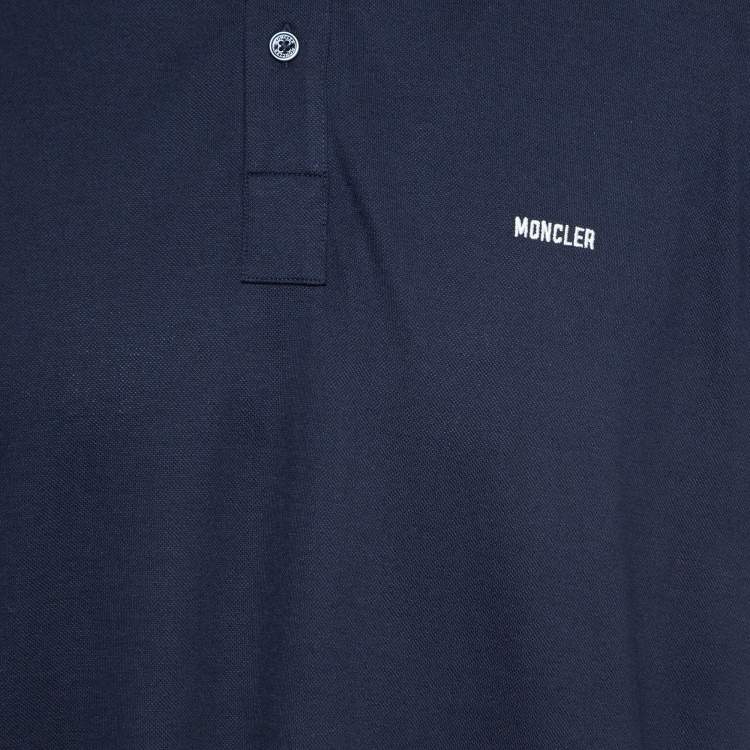 Moncler Navy Blue Embroidered Cotton Short Sleeve Polo T-Shirt XXL