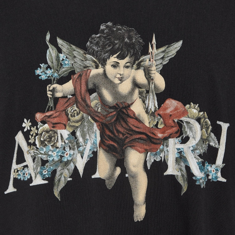 Amiri Black Cherub Printed Cotton Knit Crew Neck Tshirt XL