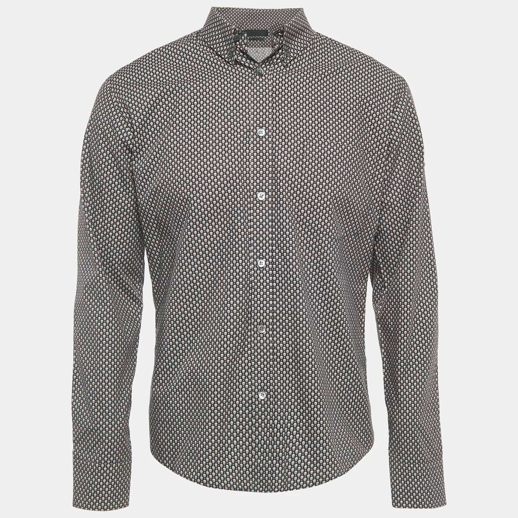 Alexander McQueen Black Skull Print Cotton Long Sleeve Shirt M