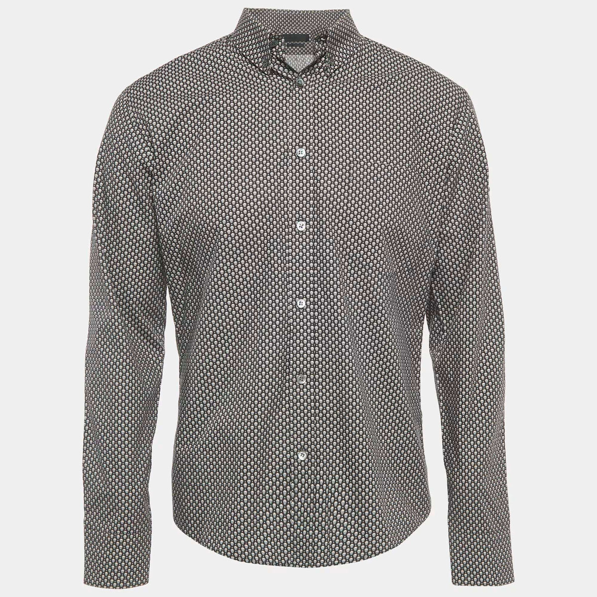 Alexander McQueen Black Skull Print Cotton Long Sleeve Shirt M
