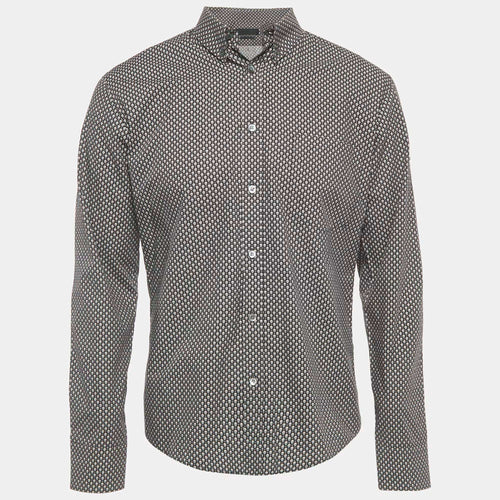 Alexander McQueen Black Skull Print Cotton Long Sleeve Shirt M