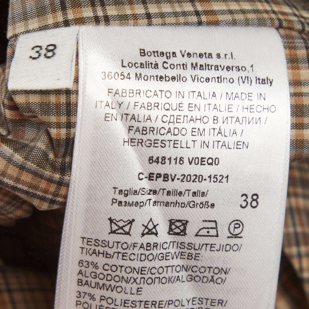 Bottega Veneta Oak/Olive Check Poplin Water-Repellent Midi Coat S