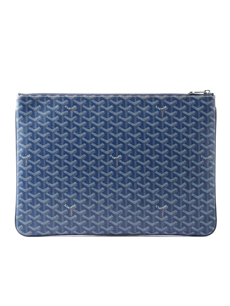GOYARD pre-owned Senat Clutch Navy Blue Goyardine Pre Loved Unisex