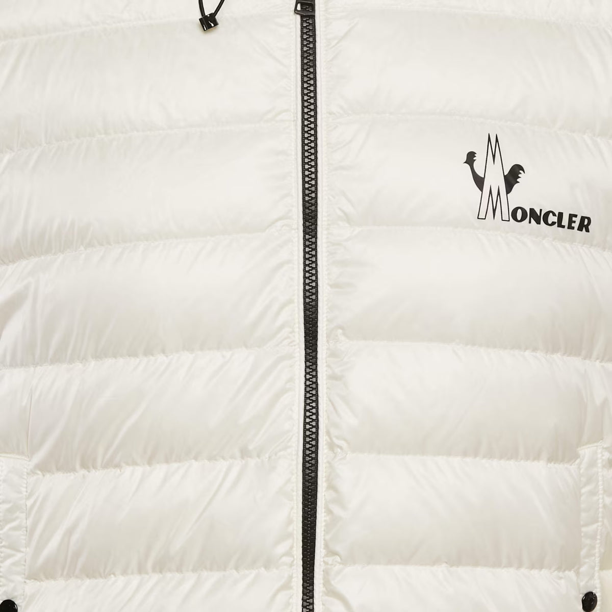 Moncler White Logo Print Cotton Knit and Quilted Nylon Down Jacket L