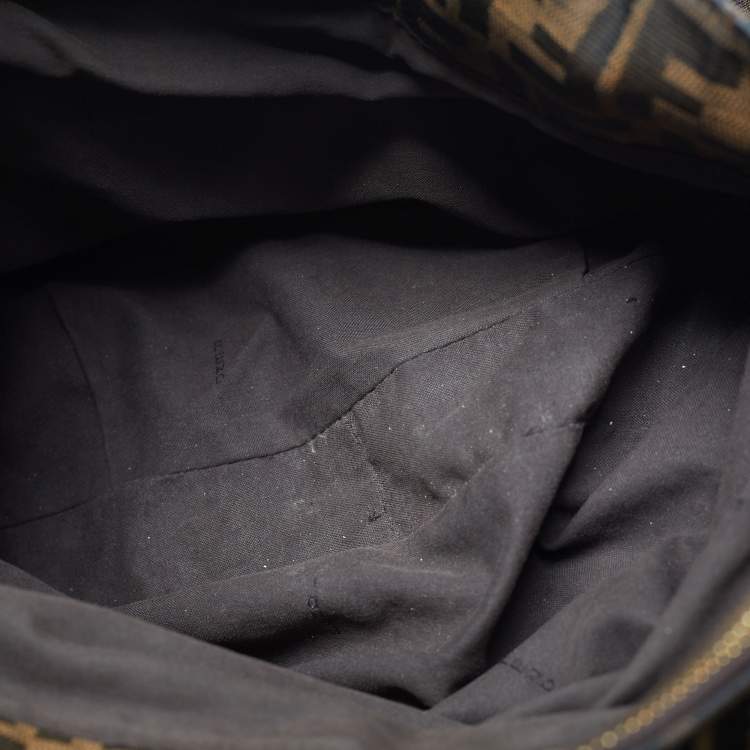 Fendi Mia Large Tobacco Zucca Canvas and Patent Leather Hobo Bag