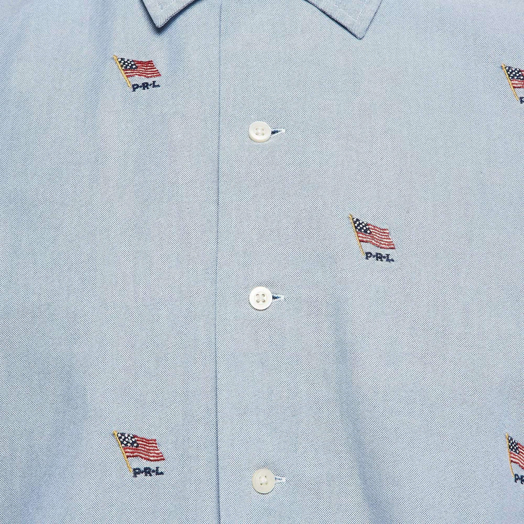 Polo Ralph Lauren Blue Flag Embroidered Cotton Half Sleeve Shirt L