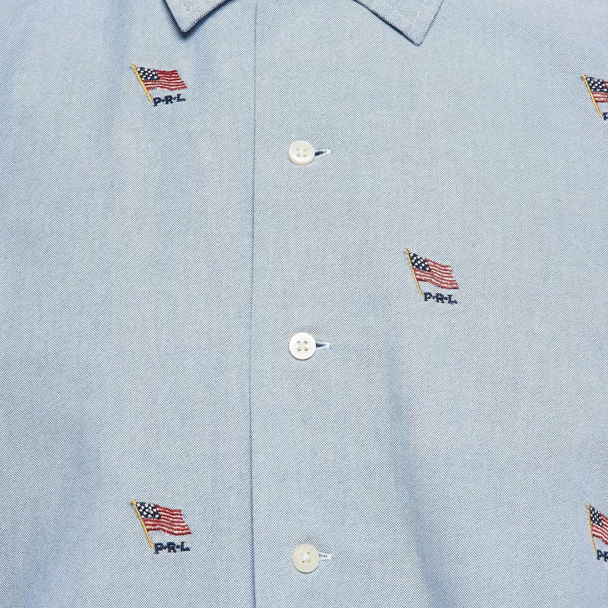 Polo Ralph Lauren Blue Flag Embroidered Cotton Half Sleeve Shirt L