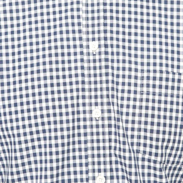 Givenchy Blue Gingham Print Cotton Button Front Shirt L
