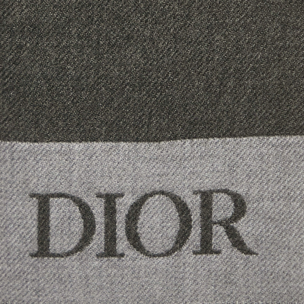 Dior Homme Grey Logo Intarsia Wool Scarf