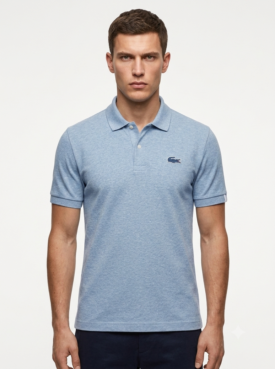 LACOSTE Heather Blue Cotton Polo Shirt Men’s Size M