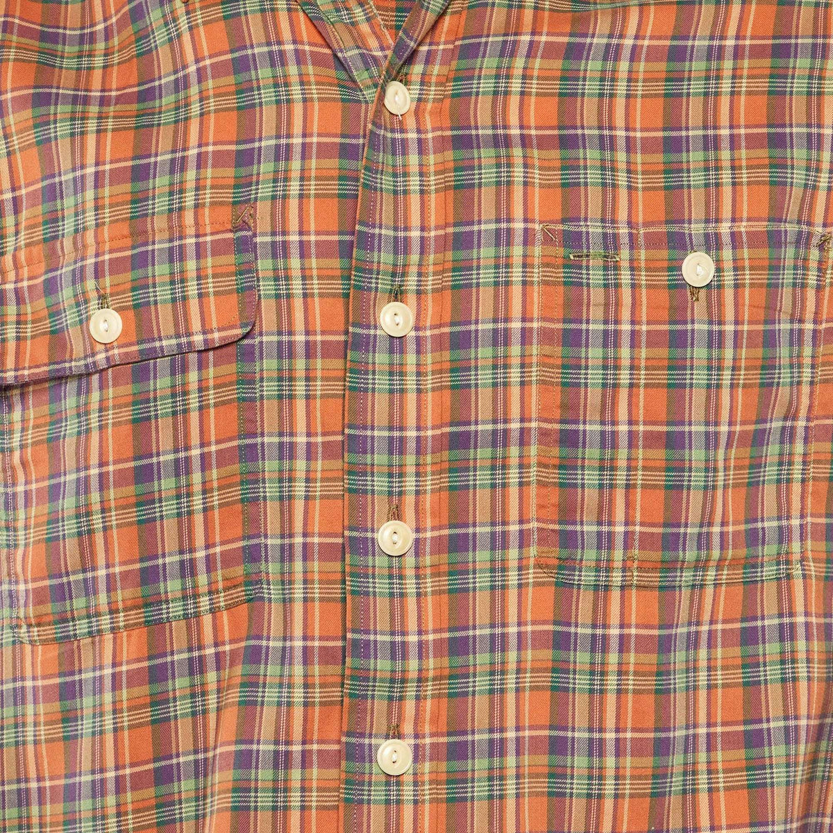Polo Ralph Lauren Orange Plaid Checked Cotton Long Sleeve Shirt S