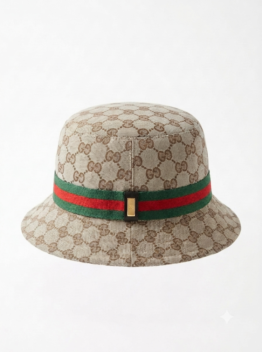 Gucci GG pre-owned Cotton Canvas Bucket Hat with Web Stripe Unisex