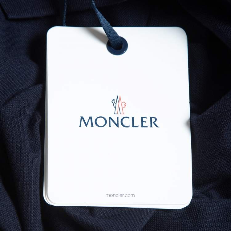 Moncler Navy Blue Embroidered Cotton Short Sleeve Polo T-Shirt XXL