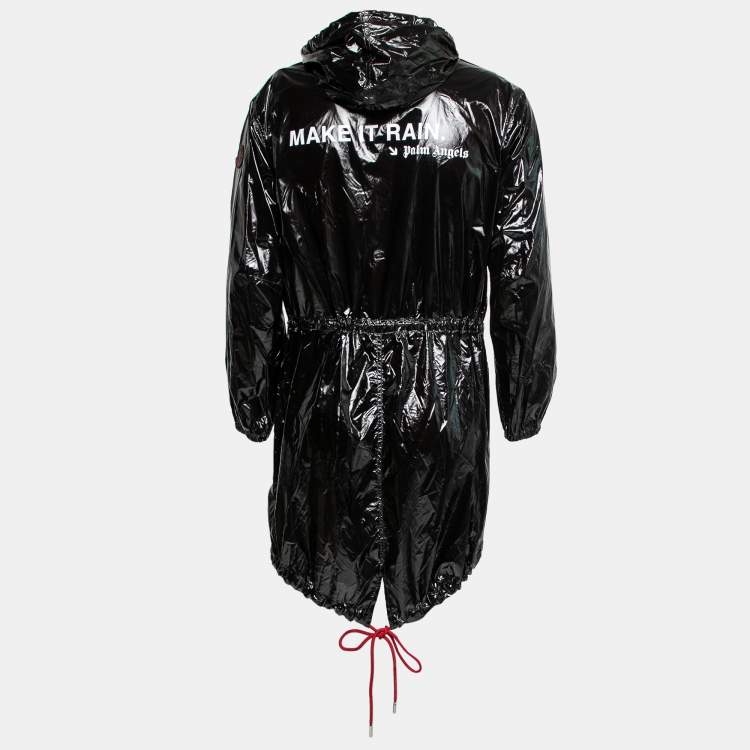 Moncler x Palm Angels Black Synthetic Hooded Parka XS