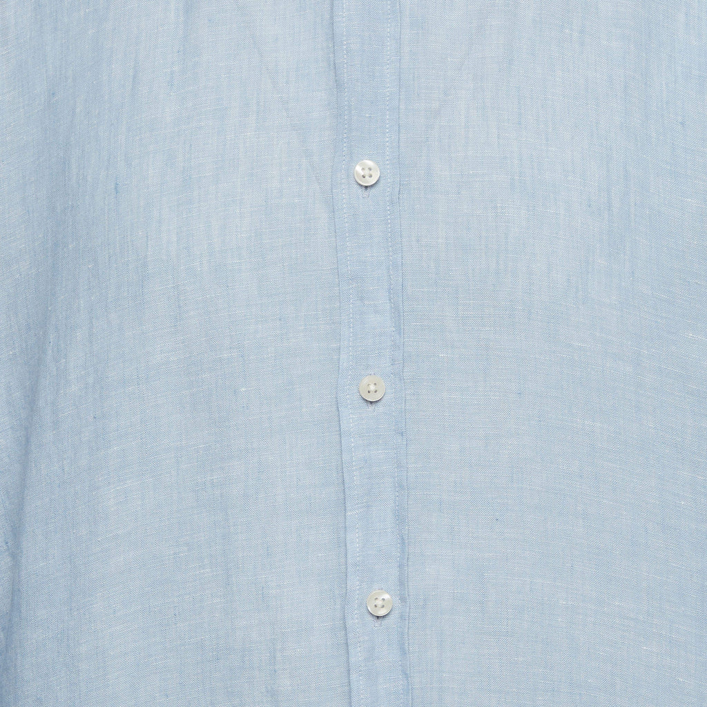 Boss By Hugo Boss Blue Linen Regular Fit Liam Shirt XXL