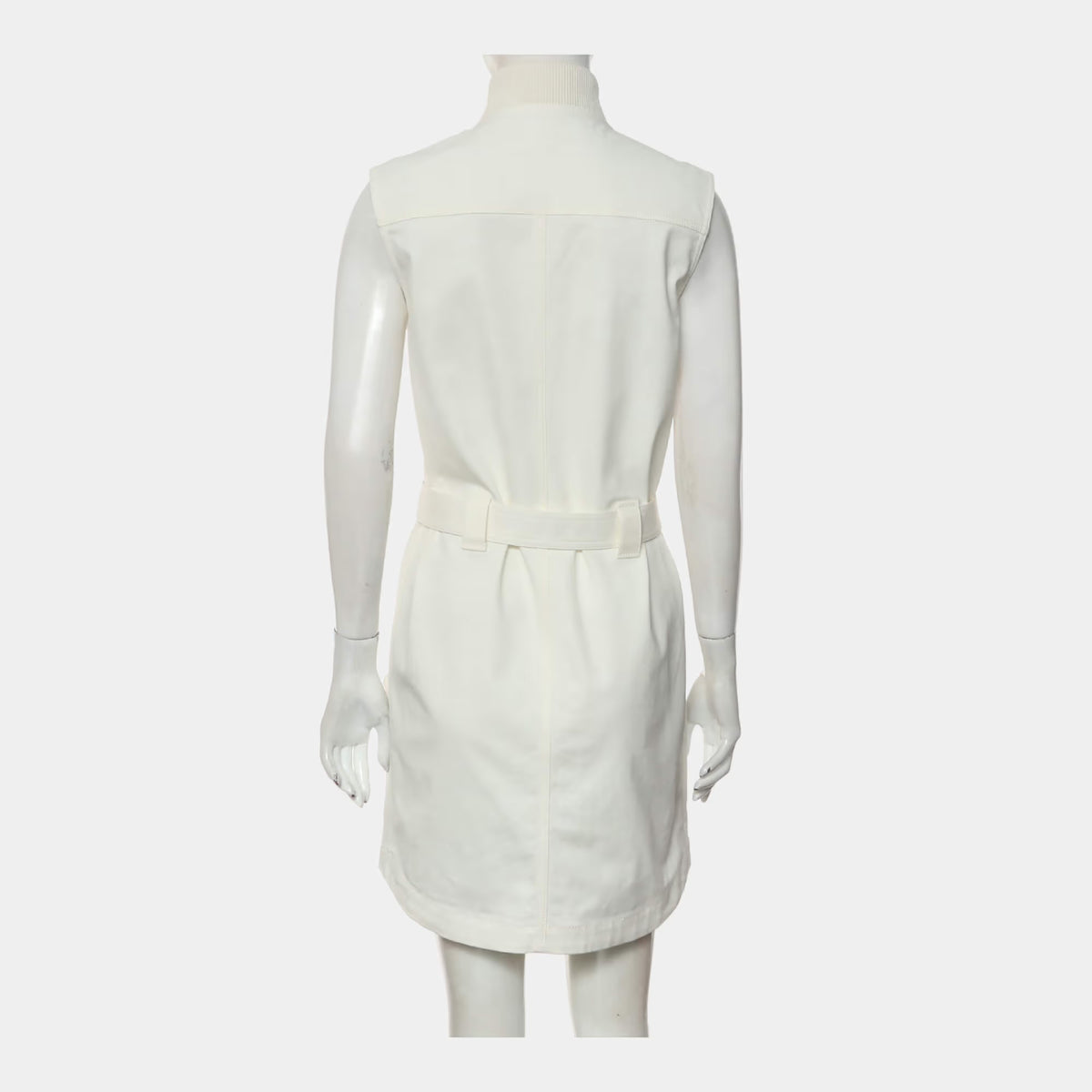 Hermes Cotton Blanc Nature Equestre Dire Zip-Up Sleeveless Dress FR 34
