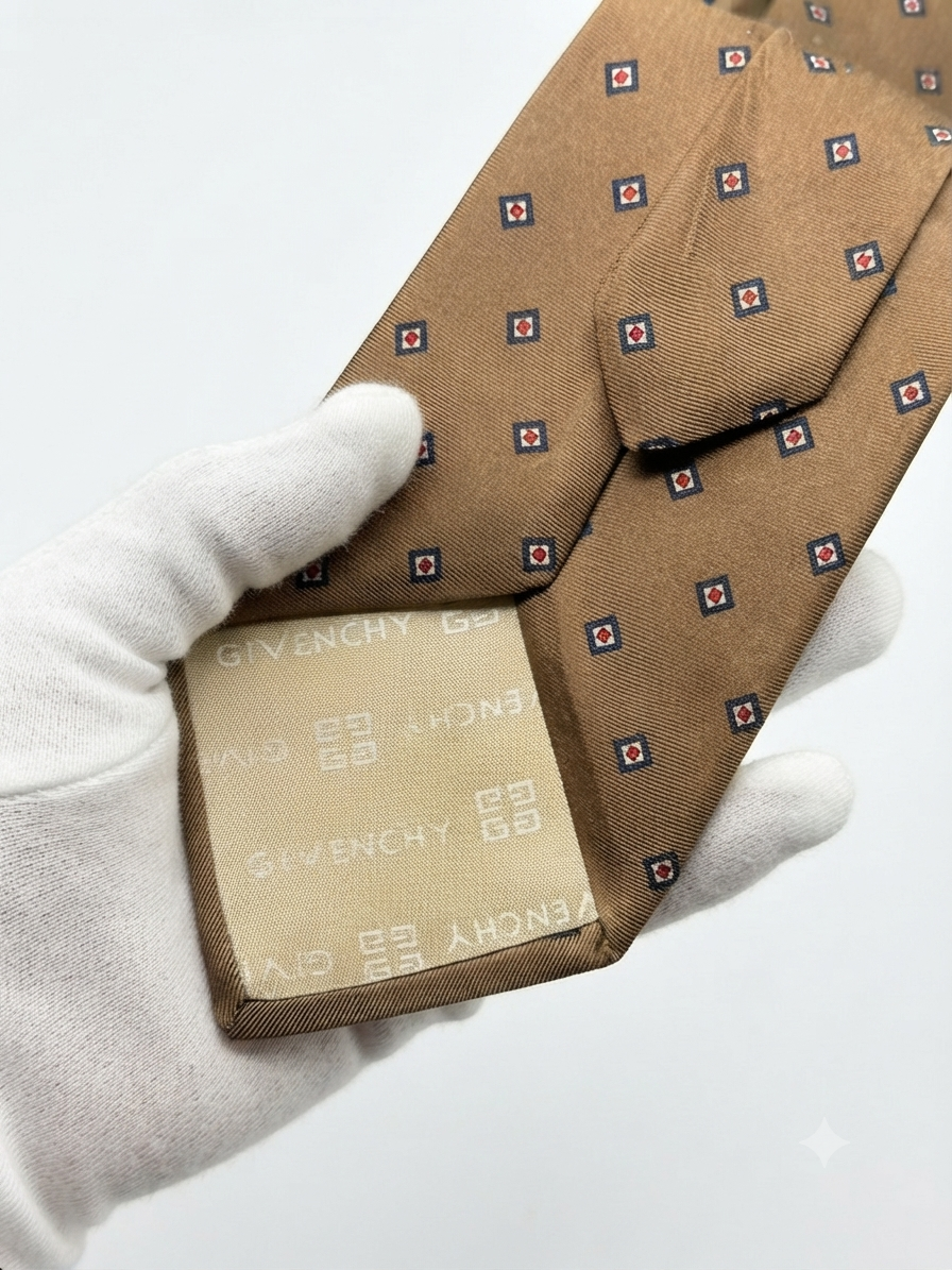 GIVENCHY pre-owned Vintage Silk Necktie Brown Geometric Pattern Men's Tie