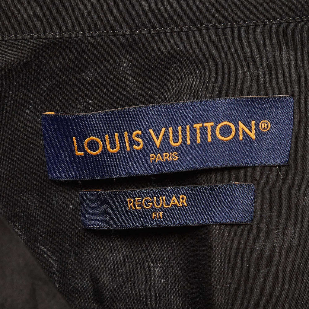 Louis Vuitton Black Logo Sequin Embroidered Poplin Long Sleeve Shirt M