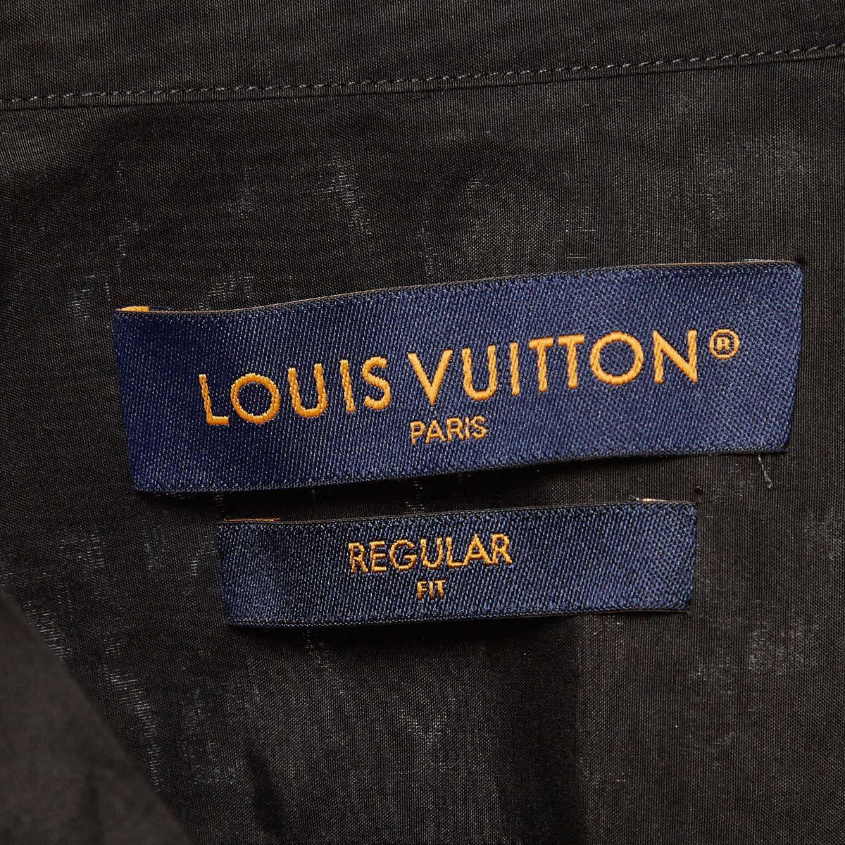 Louis Vuitton Black Logo Sequin Embroidered Poplin Long Sleeve Shirt M