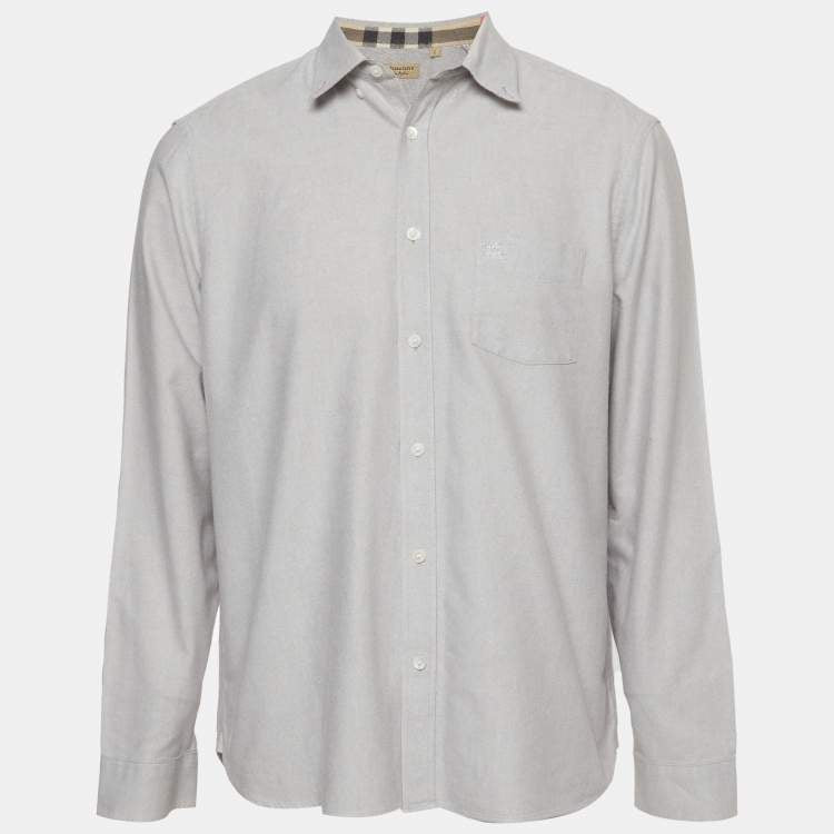 Burberry Grey Cotton Button Down Shirt XL
