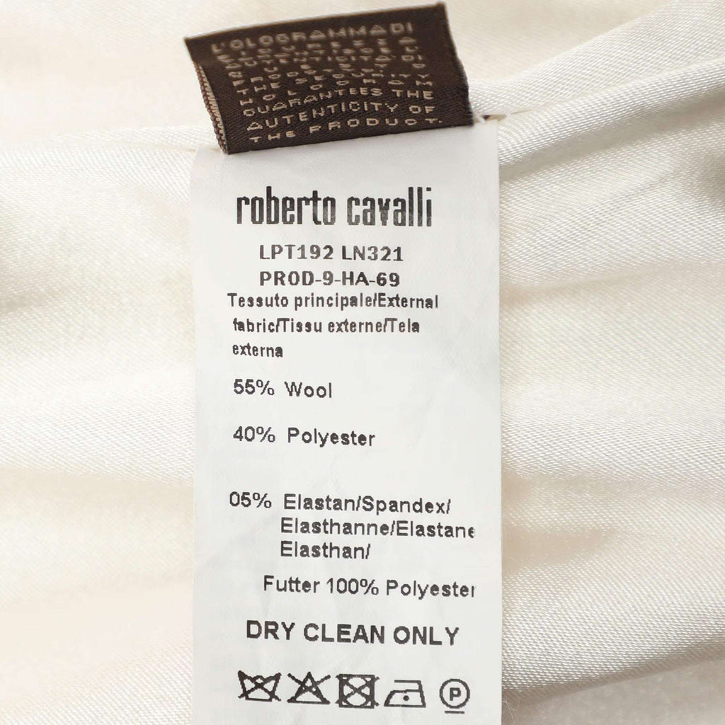 Roberto Cavalli Cream Wool Blend Belted Studded Trench Coat L