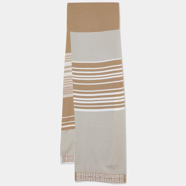 Givenchy Beige Striped Wool Scarf