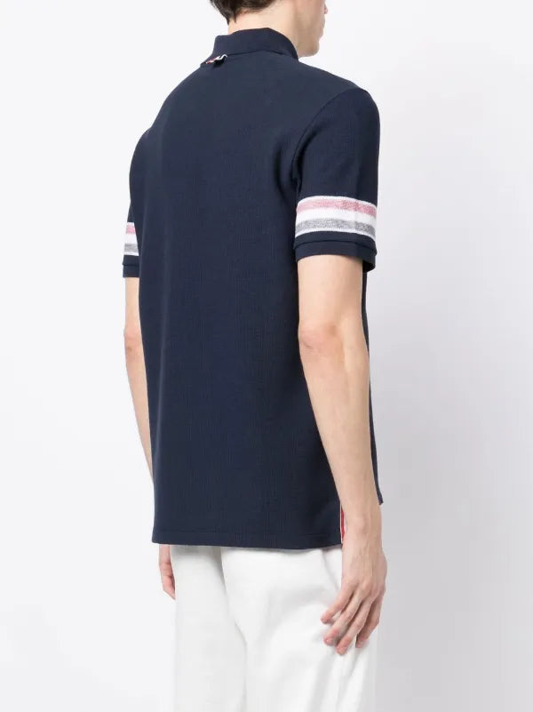 THOM BROWNE Pre Owned Navy Blue Stripes Polo Men’s Size M