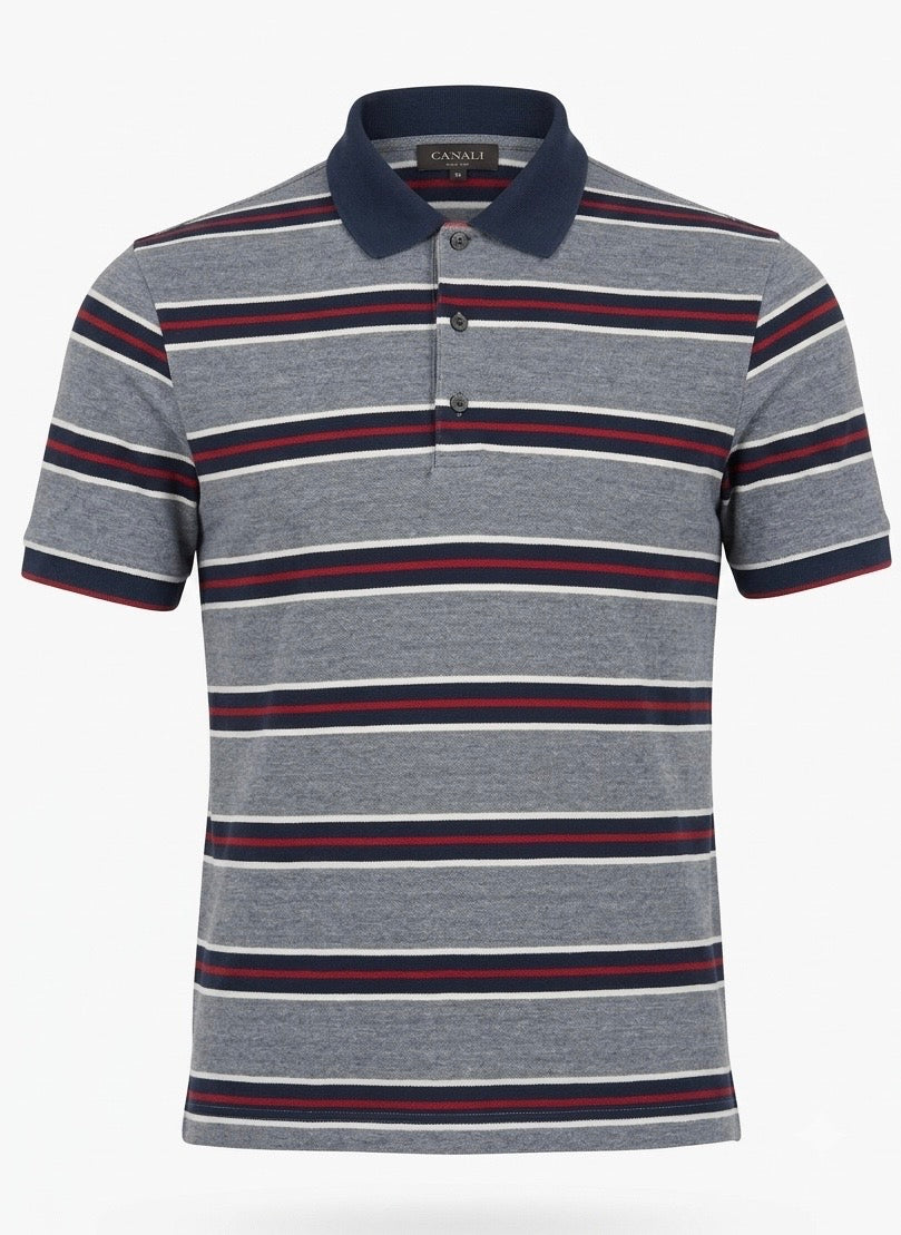 Canali Striped Cotton Polo Shirt
Men's