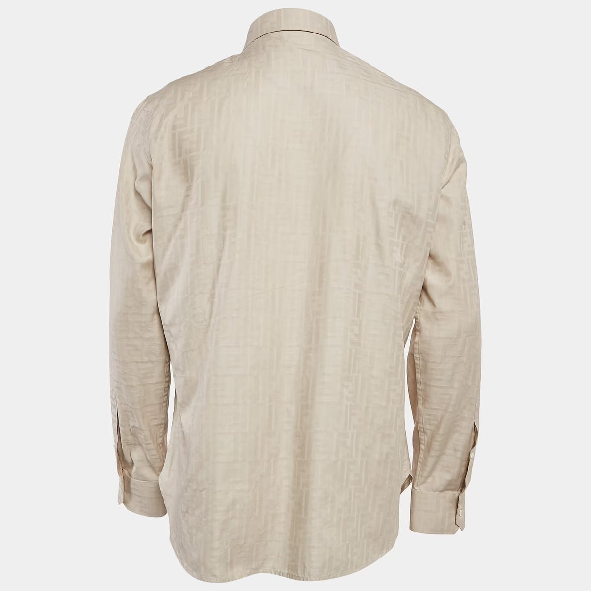 Fendi Beige Zucca Jacquard Button Front Shirt XL
