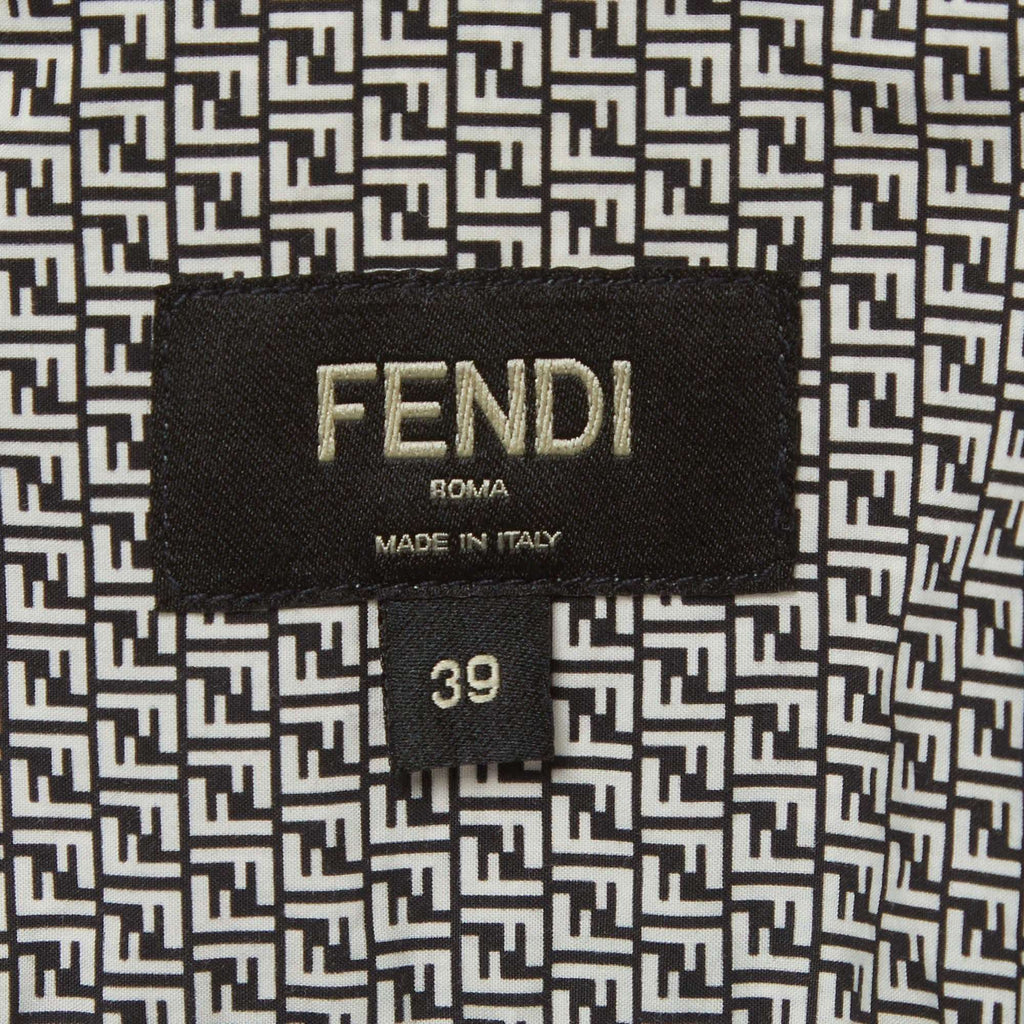 Fendi Monochrome Zucca Print Poplin Button Down Shirt M