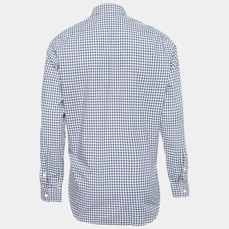 Givenchy Blue Gingham Print Cotton Button Front Shirt L