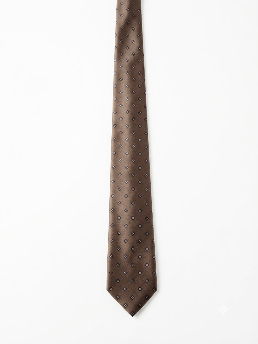 GIVENCHY pre-owned Vintage Silk Necktie Brown Geometric Pattern Men's Tie