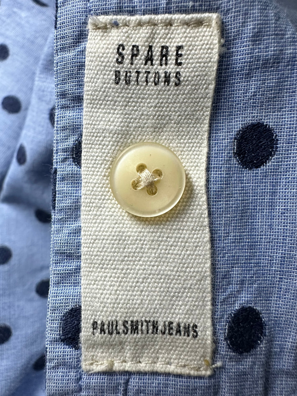 Paul Smith Jeans Polka Dot Woven Cotton Long-Sleeve Shirt - Light Blue / Navy Pre-Owned