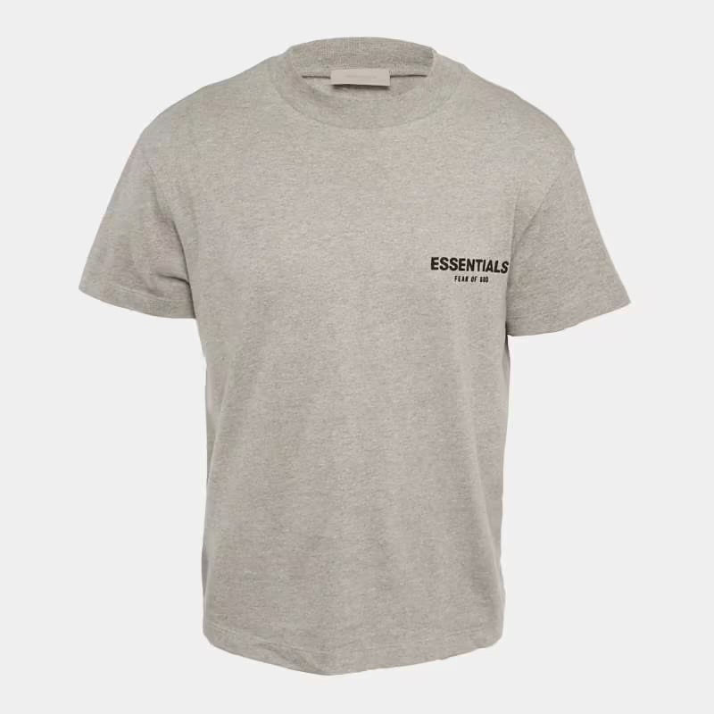 Fear of God Essentials Dark Grey Cotton Knit Crewneck T-Shirt XS