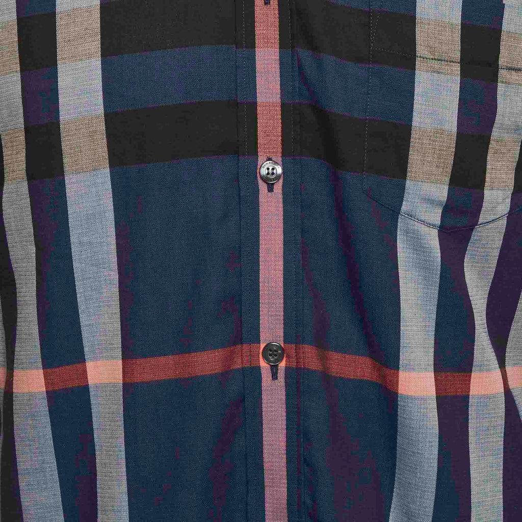 Burberry Blue Checked Cotton Button Up Shirt L