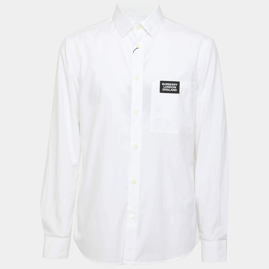 Burberry White Stretch Cotton Long Sleeve Shirt S