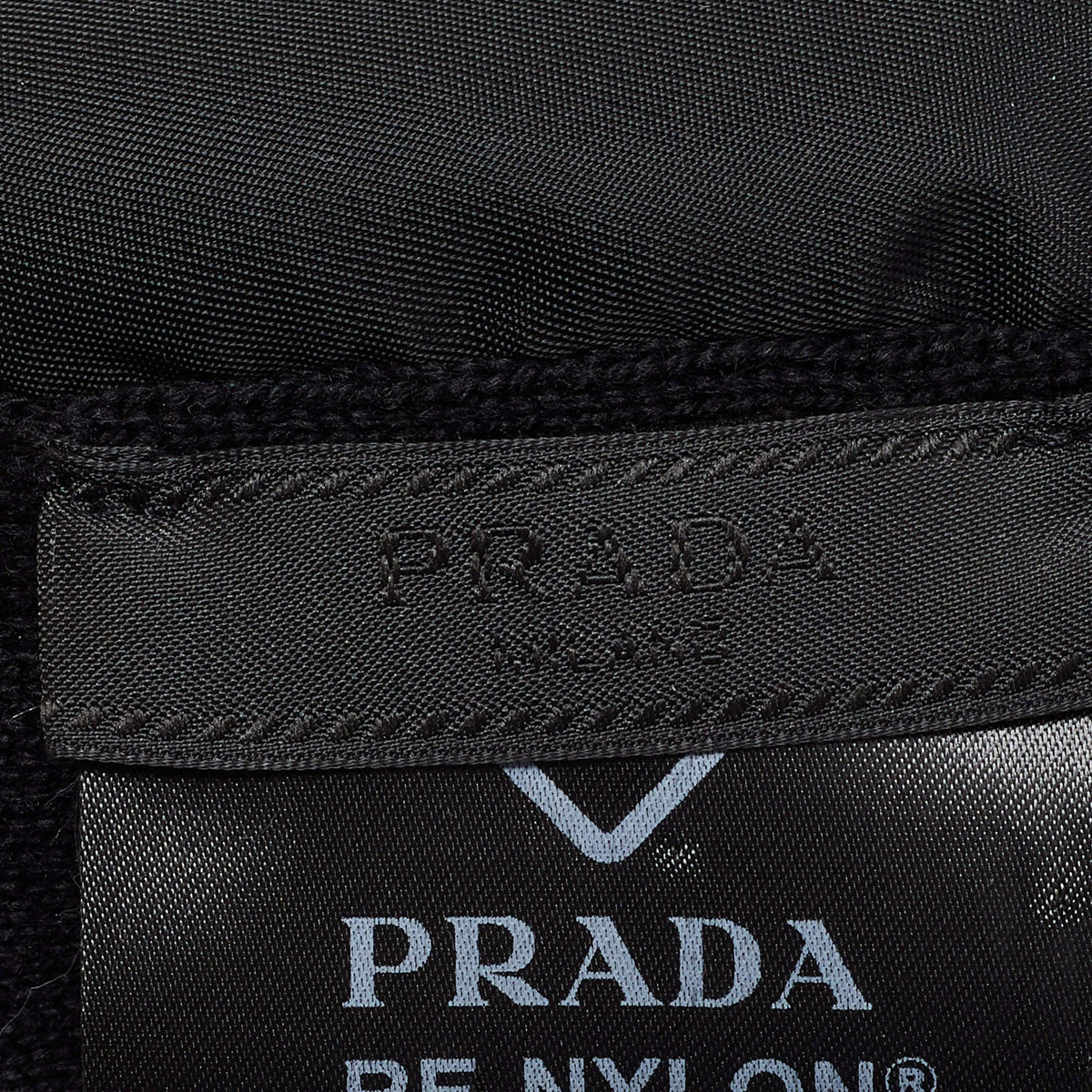 Prada Black Padded Re-Nylon and Wool Triangle Logo Scarf