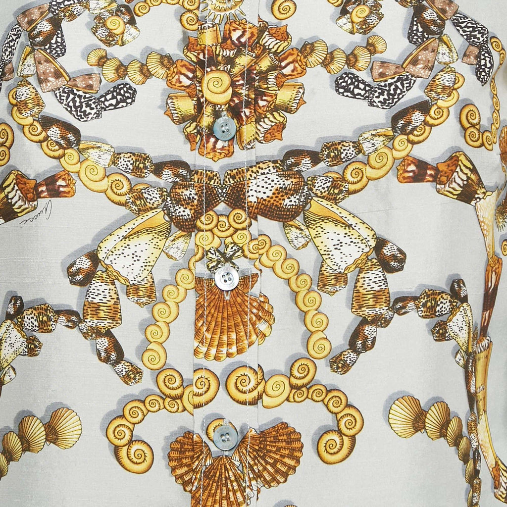 Gucci Blue Shell Print Silk Button Front Shirt S
