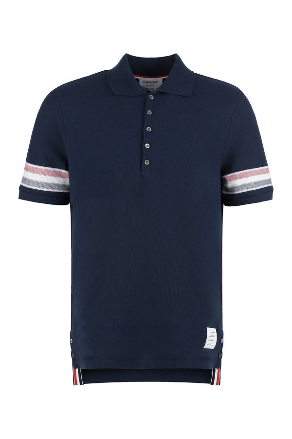THOM BROWNE Pre Owned Navy Blue Stripes Polo Men’s Size M