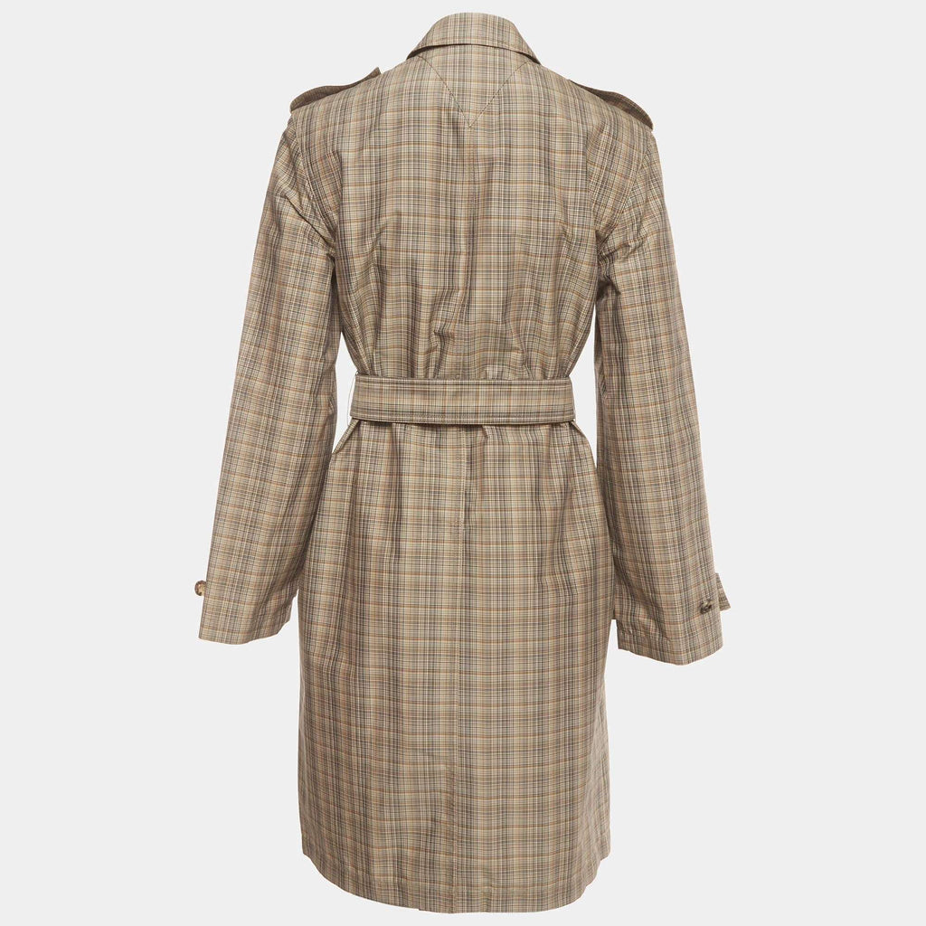 Bottega Veneta Oak/Olive Check Poplin Water-Repellent Midi Coat S