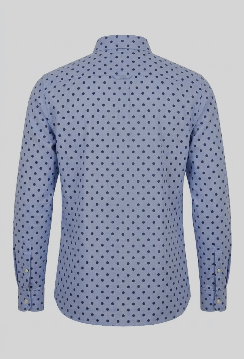 Paul Smith Jeans Polka Dot Woven Cotton Long-Sleeve Shirt - Light Blue / Navy Pre-Owned