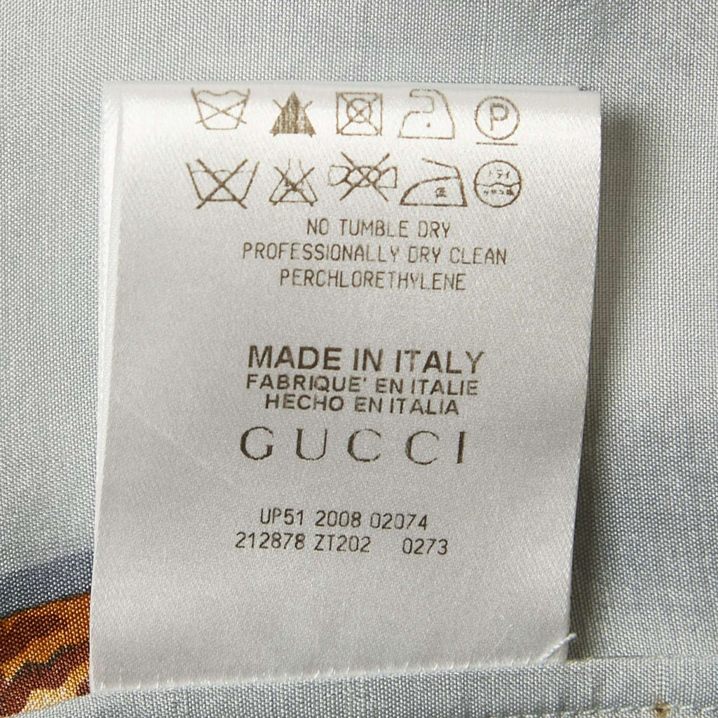 Gucci Blue Shell Print Silk Button Front Shirt S