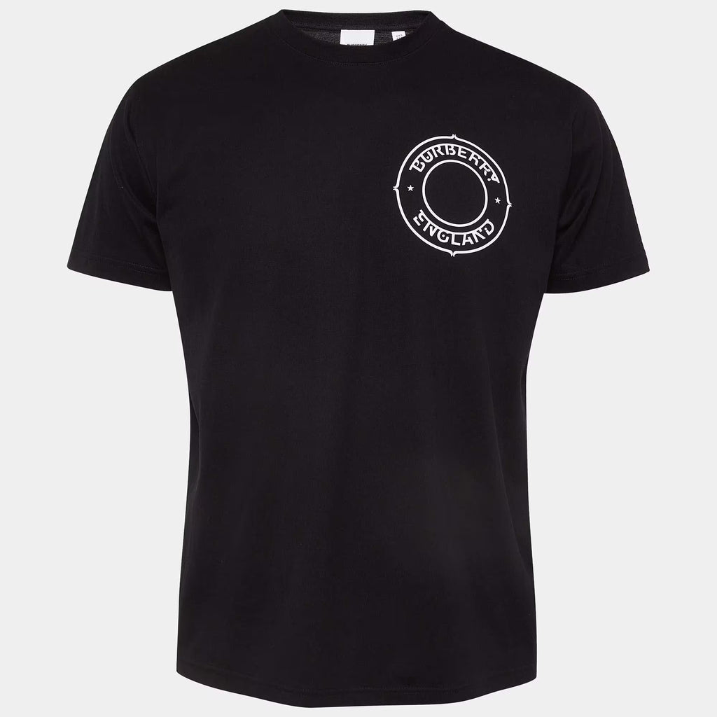 Burberry Black Printed Cotton Knit Crew Neck Tshirt XXS