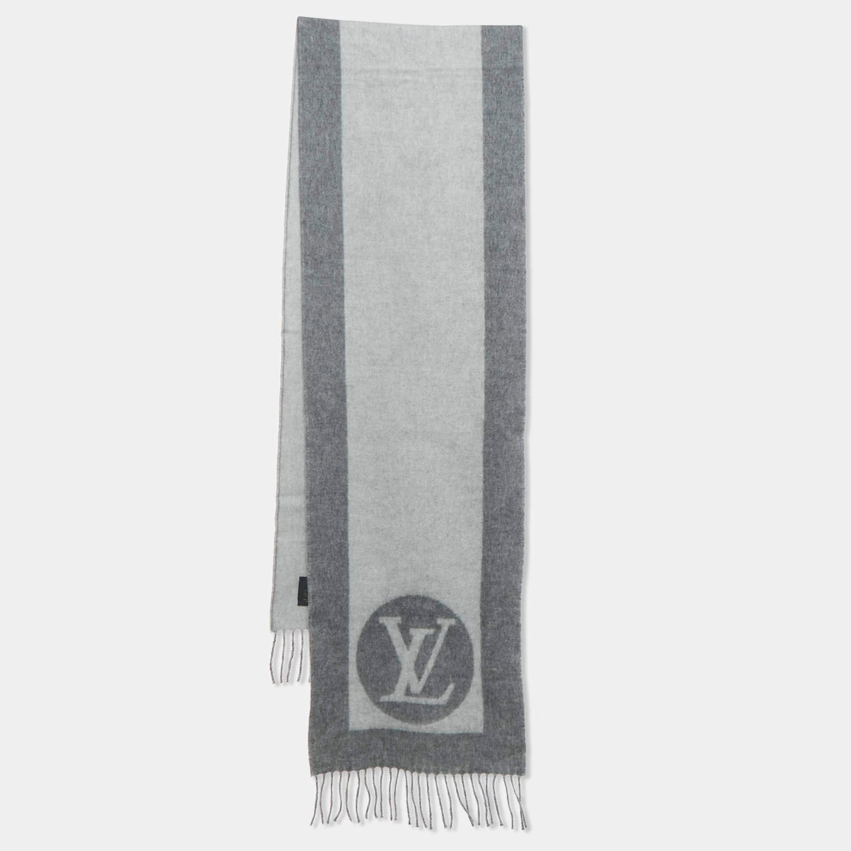 Louis Vuitton Grey Monogram Detail Wool Cardiff Scarf