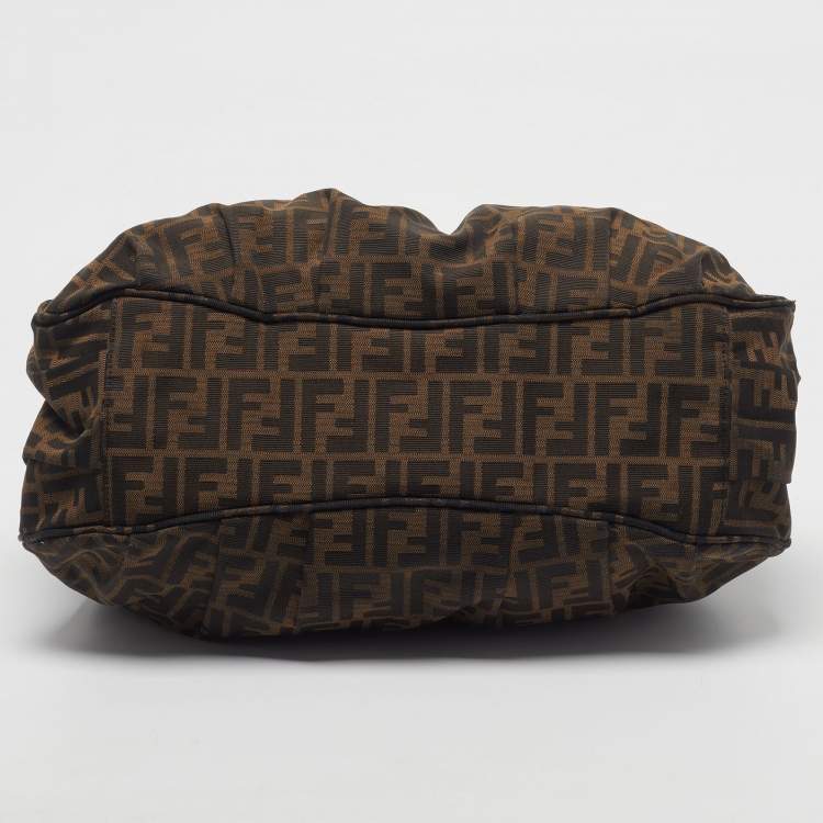 Fendi Mia Large Tobacco Zucca Canvas and Patent Leather Hobo Bag