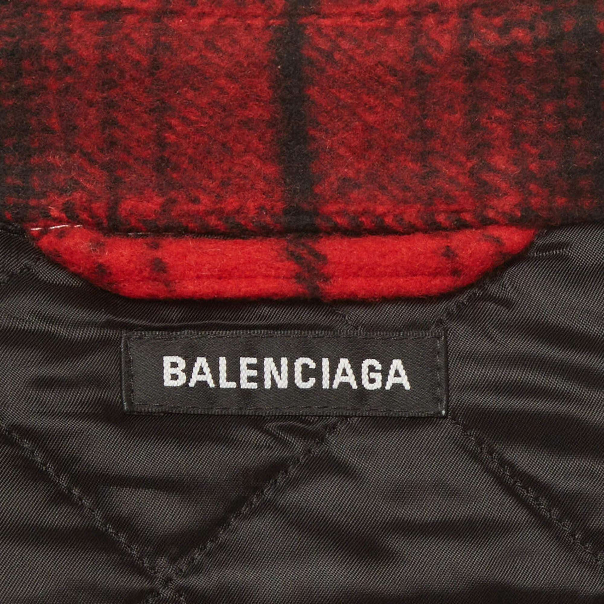 Balenciaga Red/Black Plaid Flannel Quilted Oversized Long Sleeve Shirt S